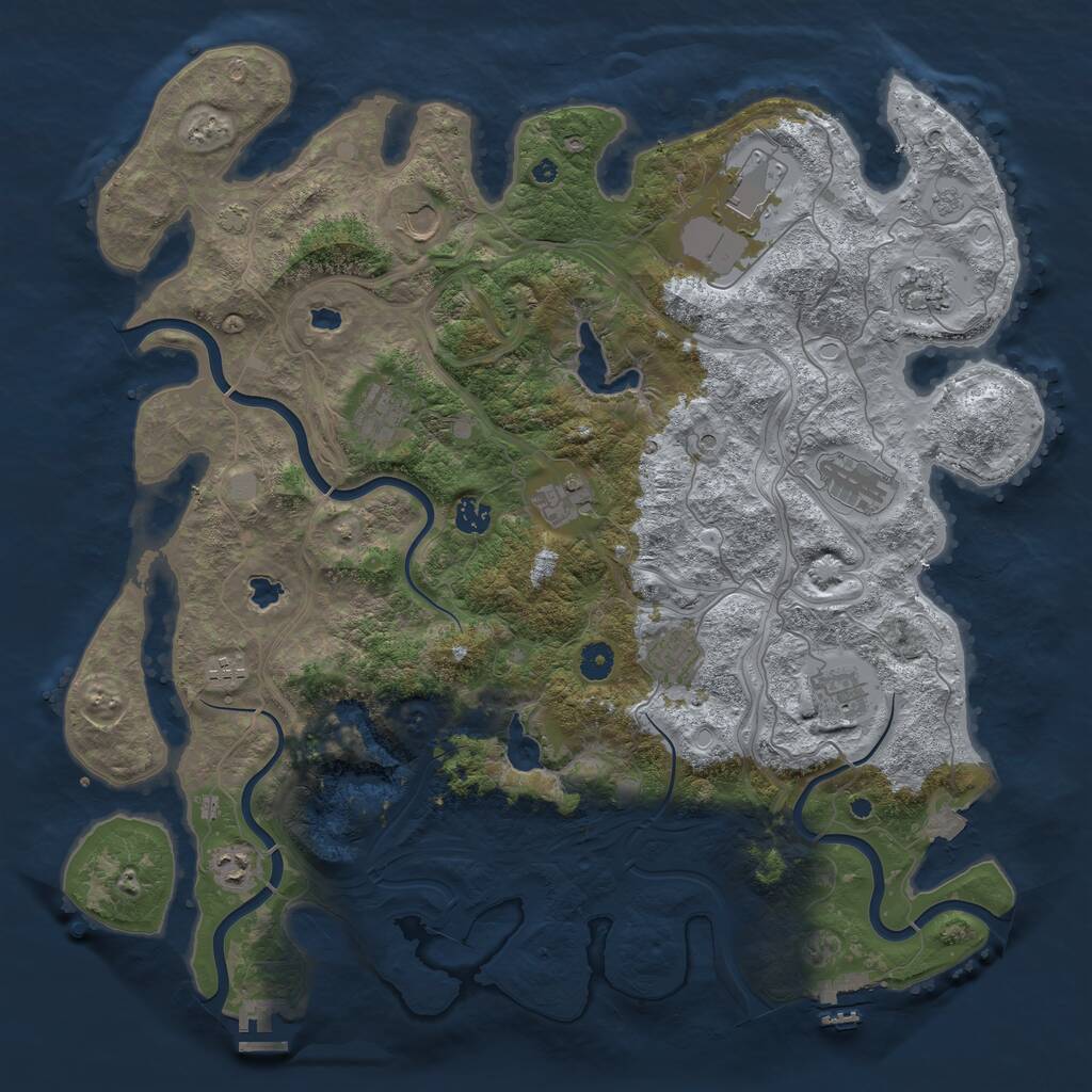Rust Map: Procedural Map, Size: 4500, Seed: 456106635, 17 Monuments