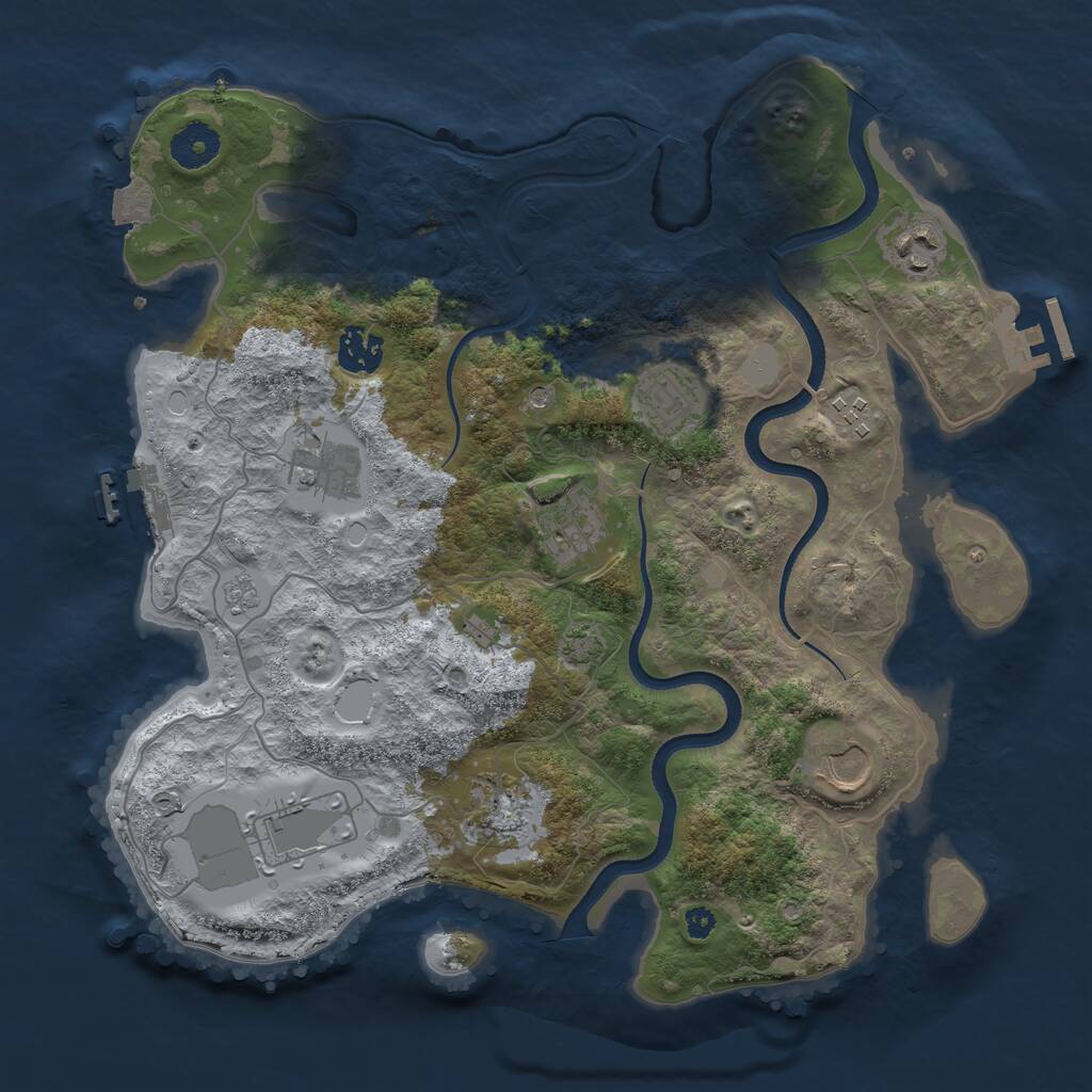 Rust Map: Procedural Map, Size: 3500, Seed: 2023929498, 15 Monuments