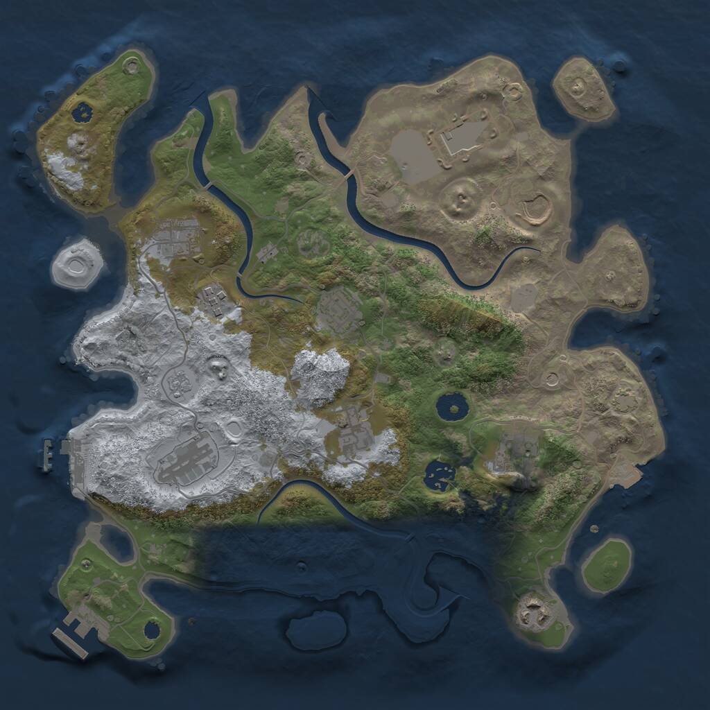 Rust Map: Procedural Map, Size: 3500, Seed: 1164060549, 16 Monuments