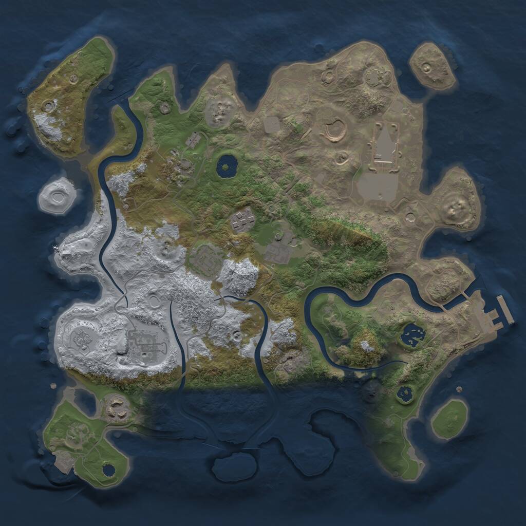 Rust Map: Procedural Map, Size: 3500, Seed: 1164060549, 14 Monuments