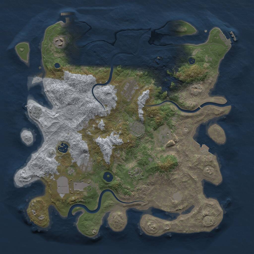 Rust Map: Procedural Map, Size: 3850, Seed: 942957521, 15 Monuments