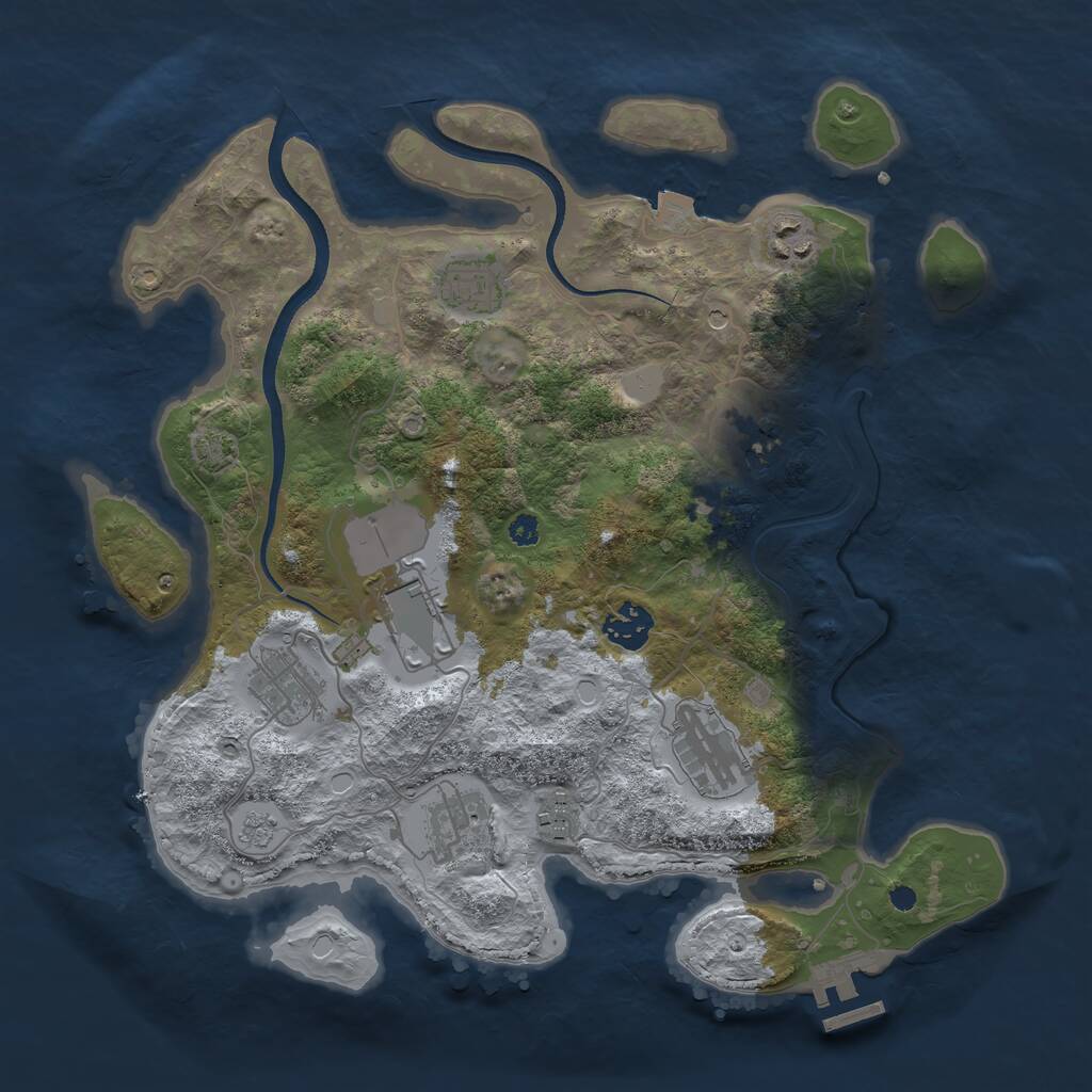 Rust Map: Procedural Map, Size: 3500, Seed: 884501985, 14 Monuments