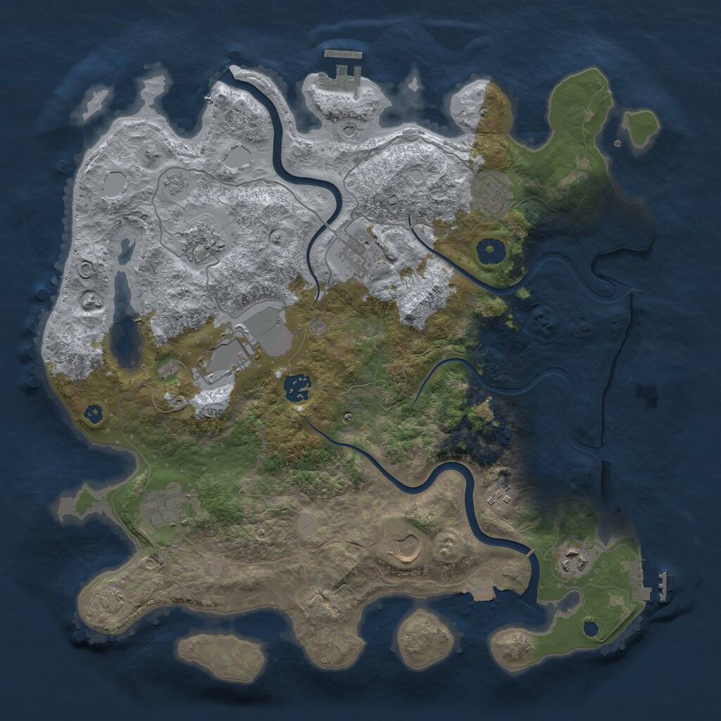 Rust Map: Procedural Map, Size: 3850, Seed: 533983127, 15 Monuments