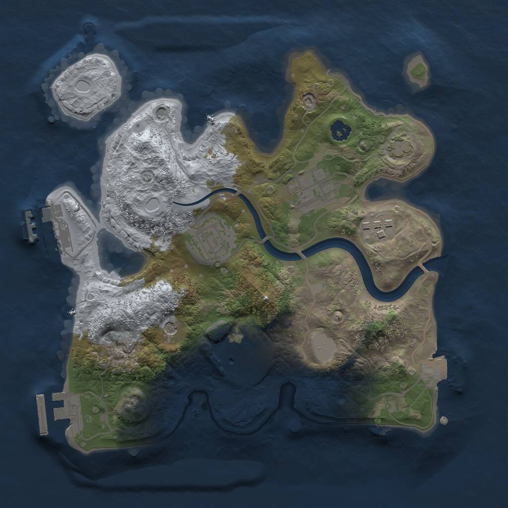 Rust Map: Procedural Map, Size: 2500, Seed: 1892860508, 9 Monuments