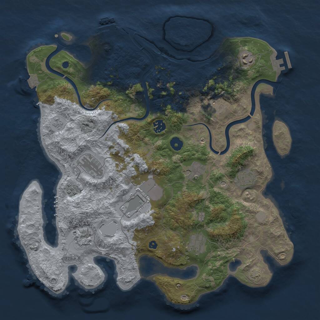 Rust Map: Procedural Map, Size: 3750, Seed: 699373163, 16 Monuments