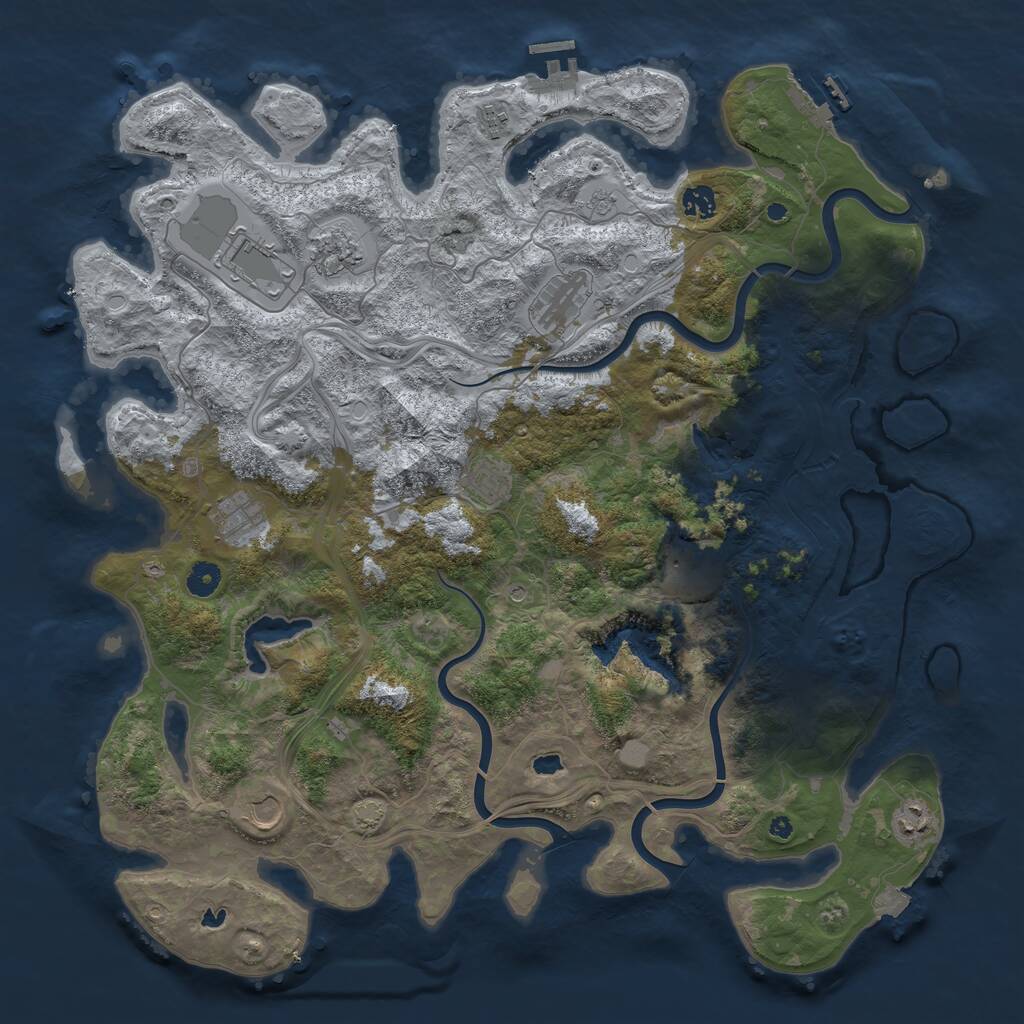 Rust Map: Procedural Map, Size: 4500, Seed: 1957890207, 16 Monuments