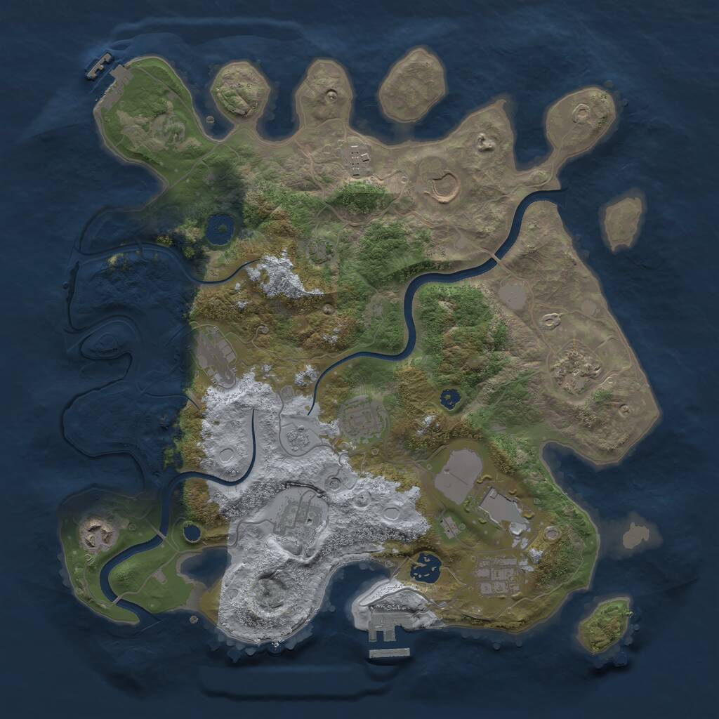 Rust Map: Procedural Map, Size: 3600, Seed: 119734, 16 Monuments