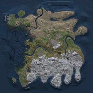 Thumbnail Rust Map: Procedural Map, Size: 3500, Seed: 161507491, 16 Monuments