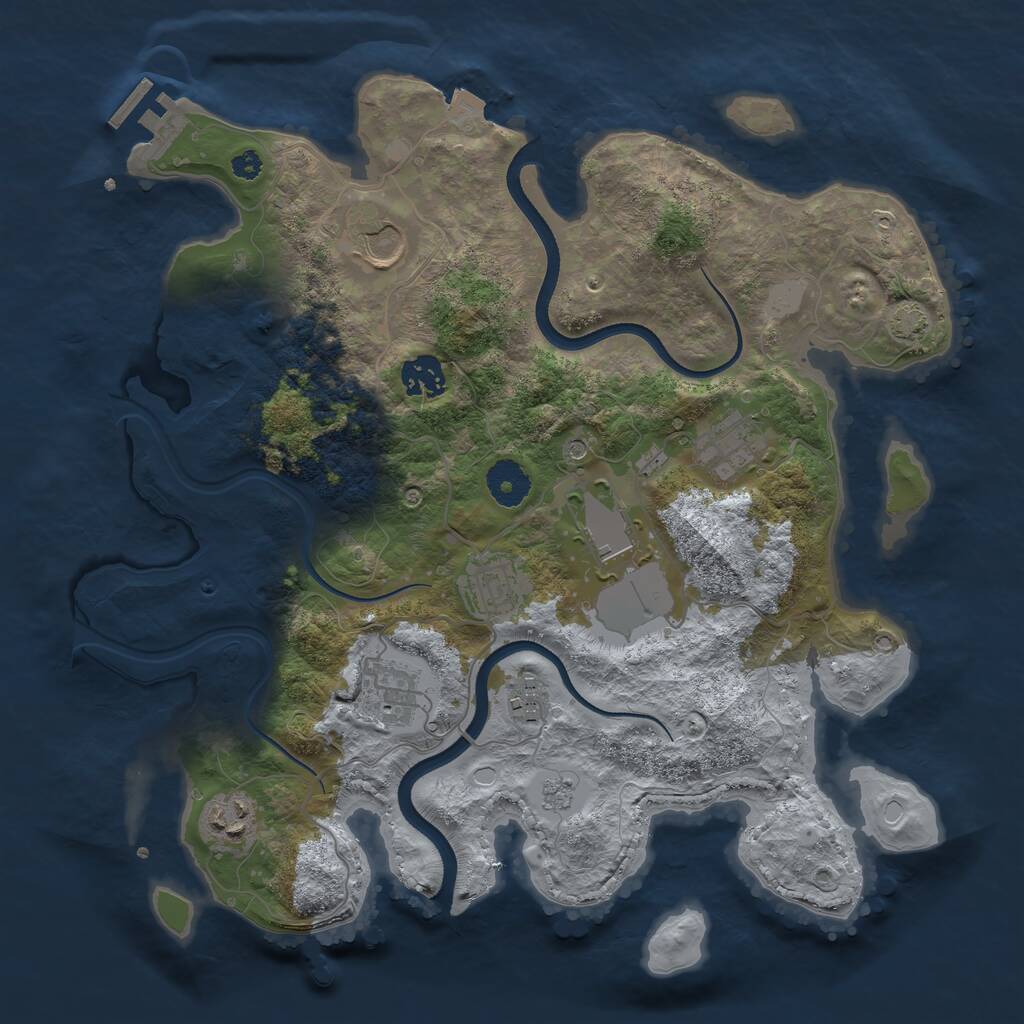 Rust Map: Procedural Map, Size: 3500, Seed: 405426965, 13 Monuments