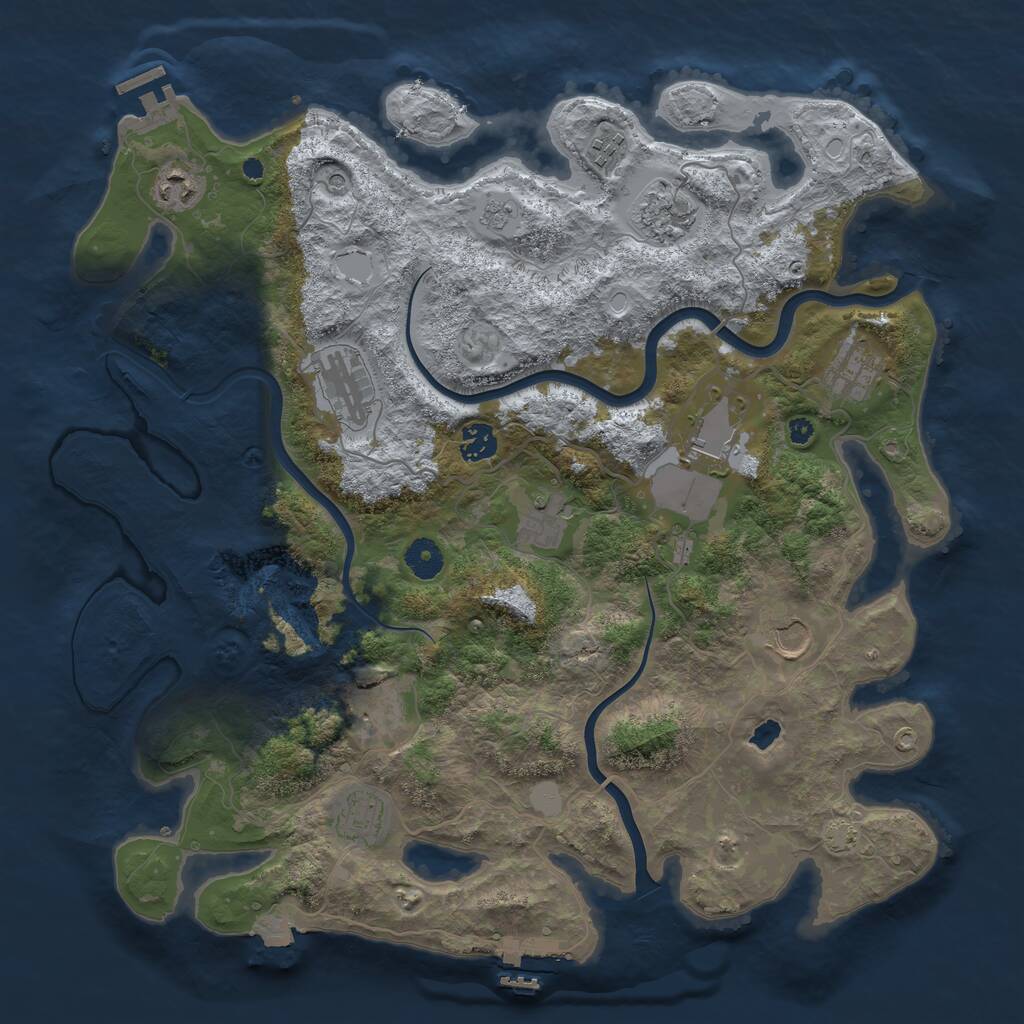 Rust Map: Procedural Map, Size: 4000, Seed: 231554974, 17 Monuments