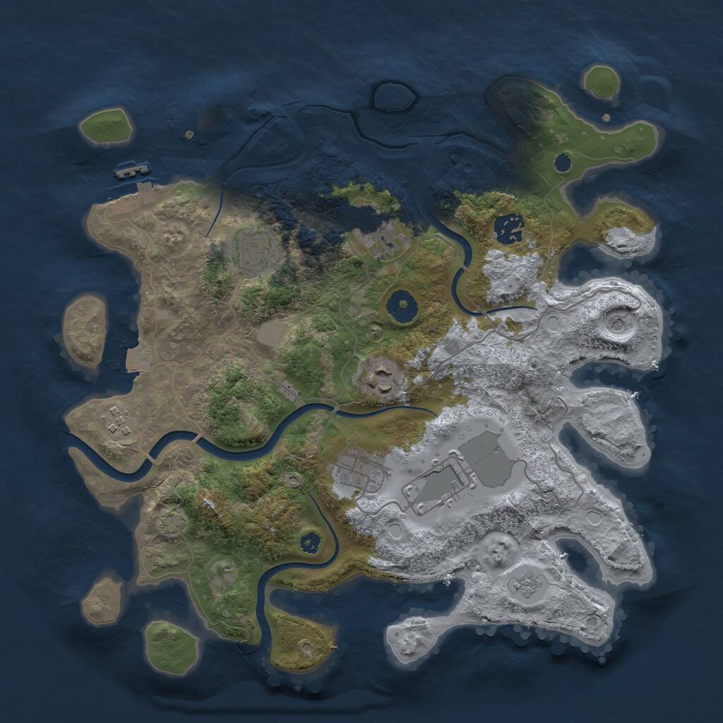 Rust Map: Procedural Map, Size: 3500, Seed: 19880103, 12 Monuments