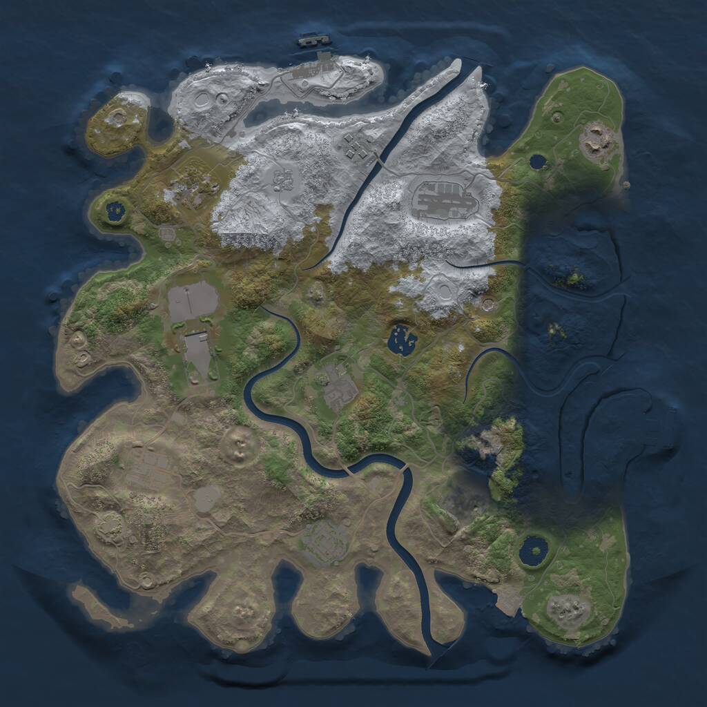 Rust Map: Procedural Map, Size: 3650, Seed: 313861588, 16 Monuments
