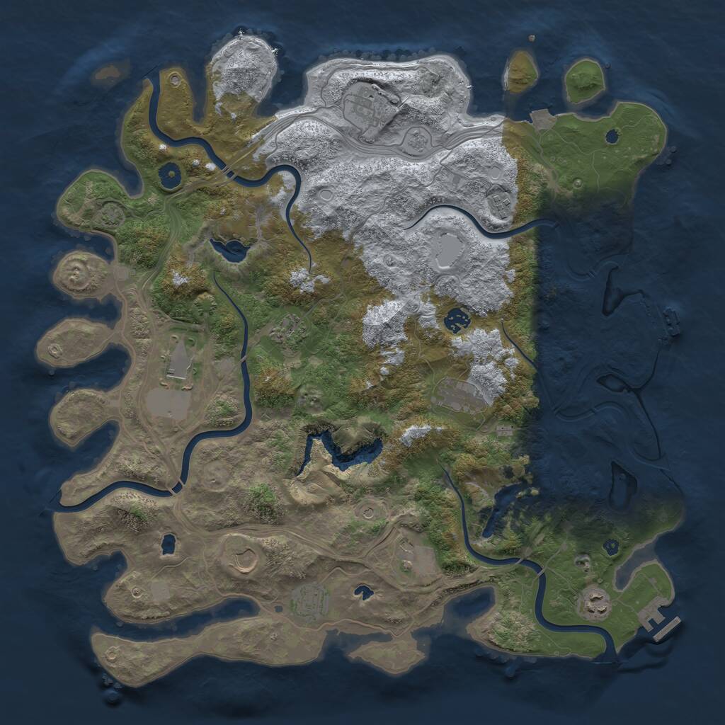 Rust Map: Procedural Map, Size: 4500, Seed: 575719077, 16 Monuments
