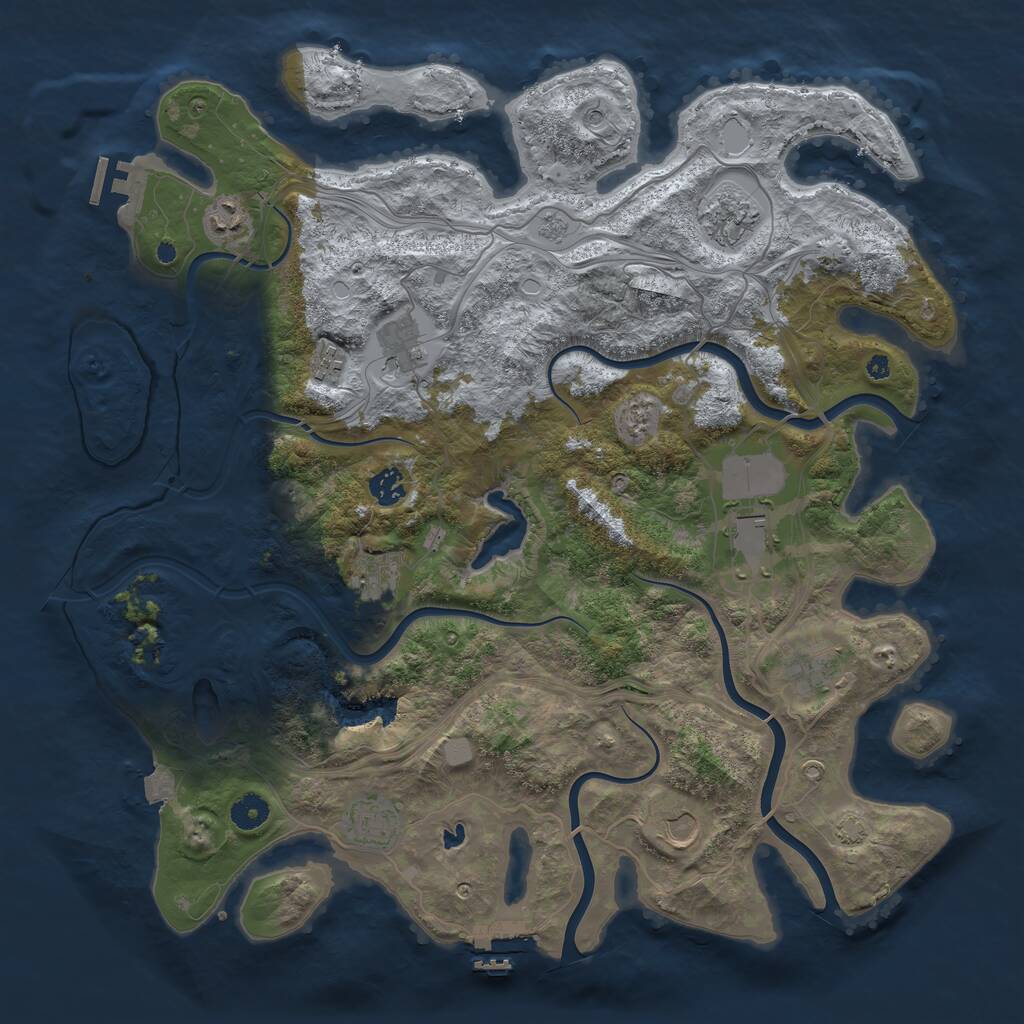 Rust Map: Procedural Map, Size: 4250, Seed: 733431925, 16 Monuments