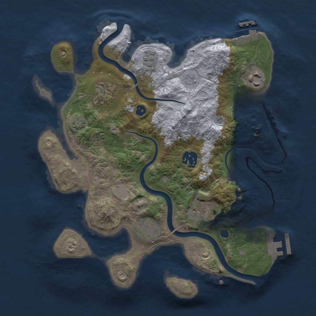 Rust Map: Procedural Map, Size: 3000, Seed: 997392027, 12 Monuments