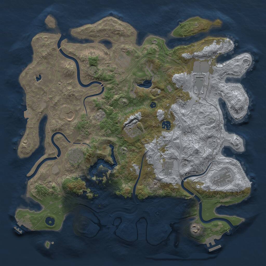 Rust Map: Procedural Map, Size: 4250, Seed: 1468773065, 17 Monuments