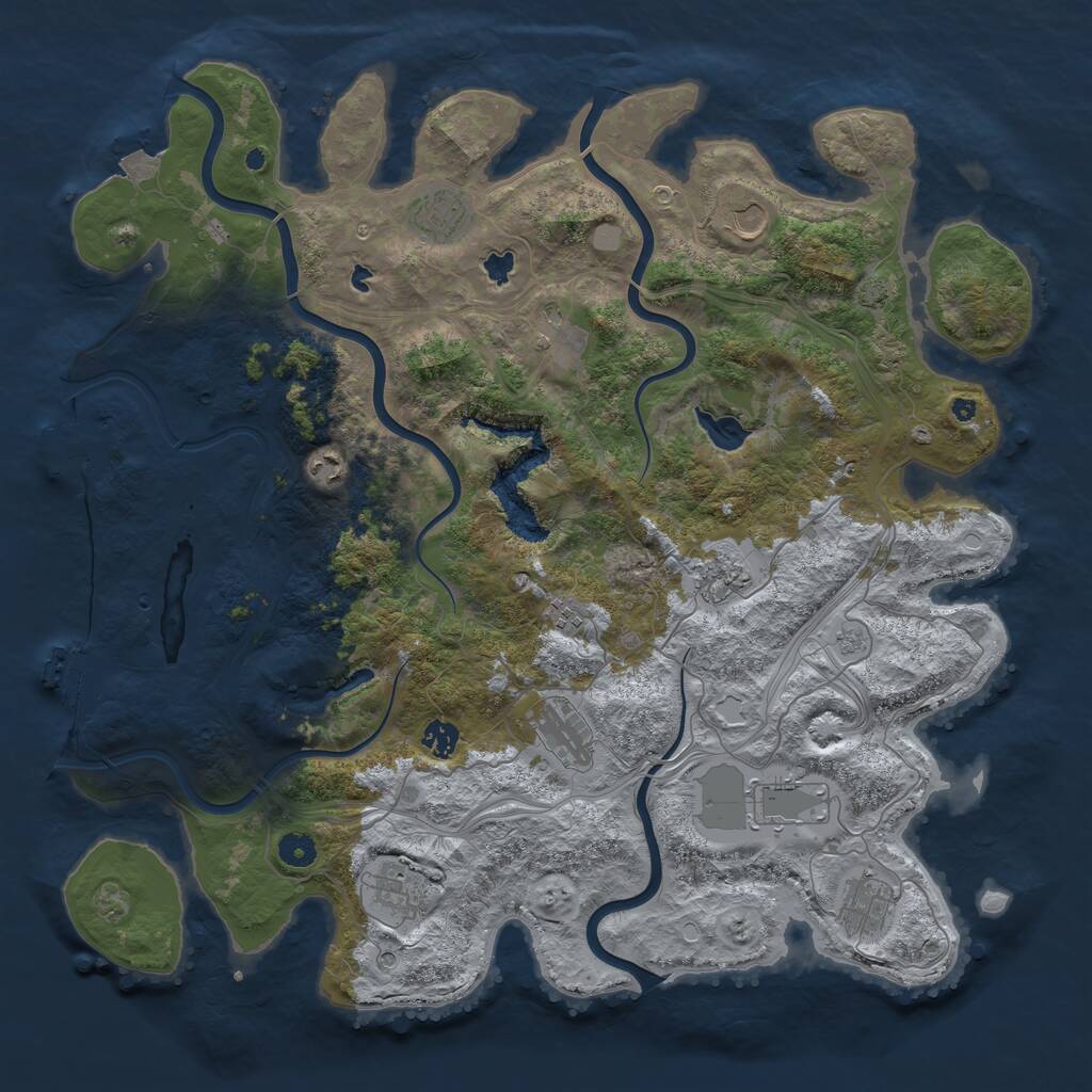 Rust Map: Procedural Map, Size: 4500, Seed: 869399444, 17 Monuments