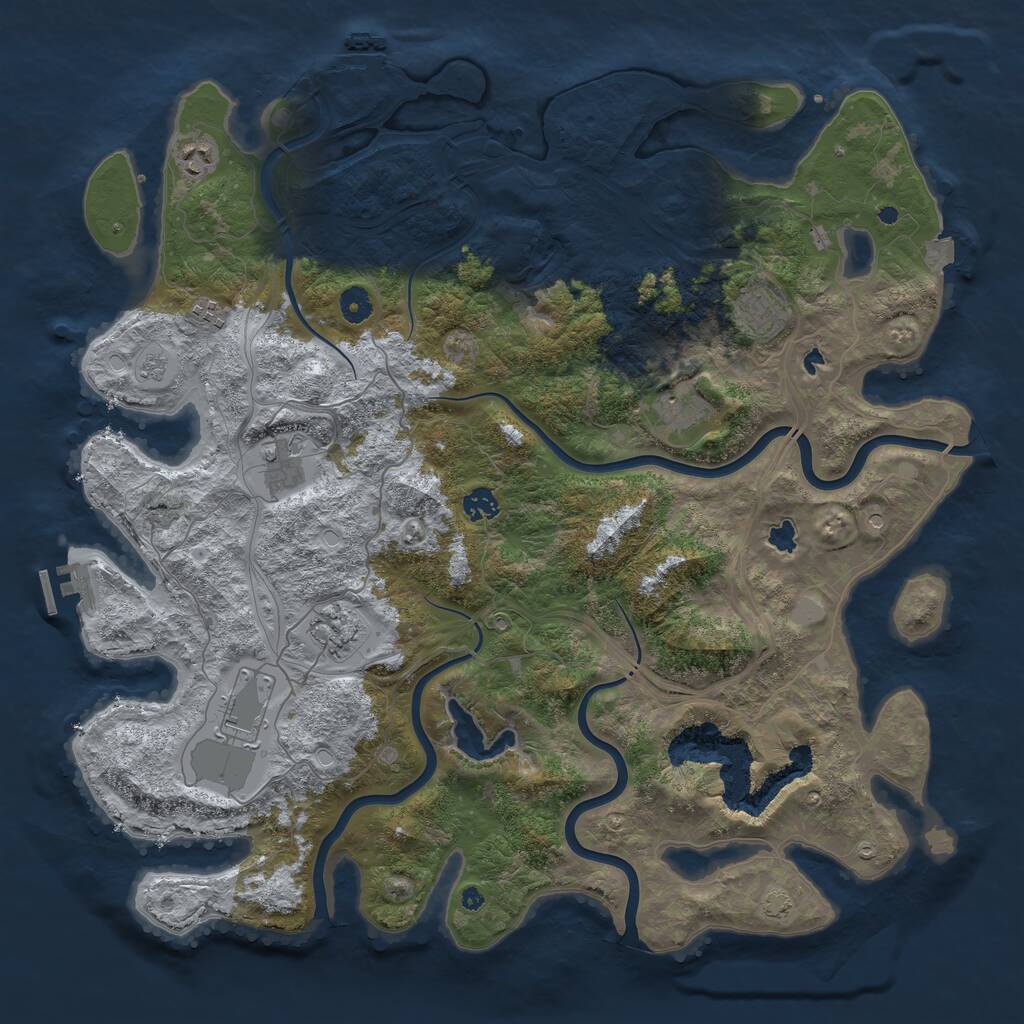 Rust Map: Procedural Map, Size: 4500, Seed: 1171047202, 14 Monuments