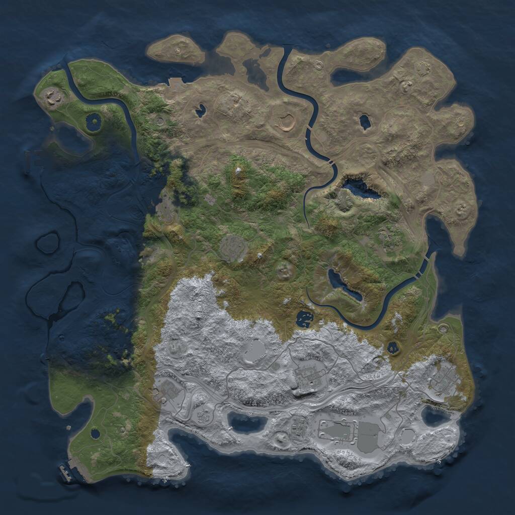 Rust Map: Procedural Map, Size: 4500, Seed: 932843647, 17 Monuments
