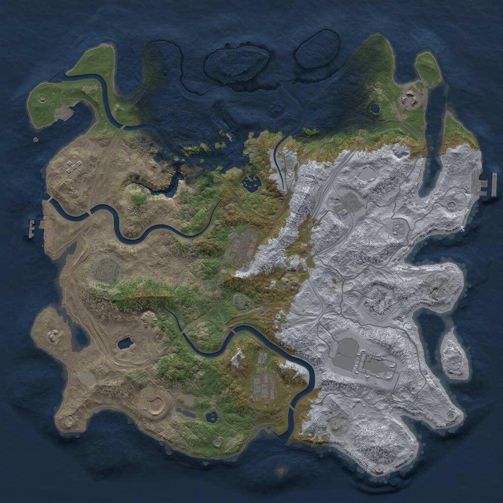 Rust Map: Procedural Map, Size: 4250, Seed: 1397482326, 16 Monuments