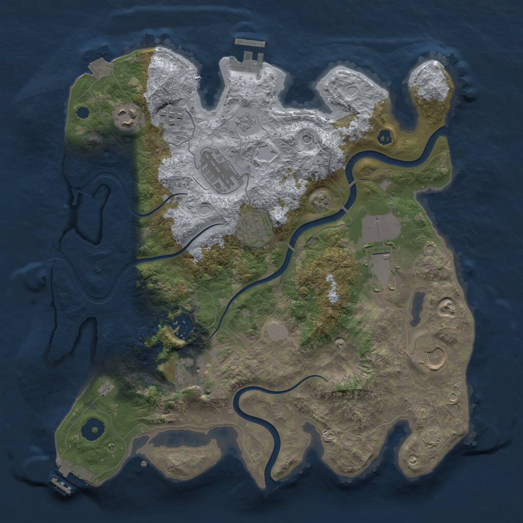 Rust Map: Procedural Map, Size: 3500, Seed: 1428232495, 14 Monuments