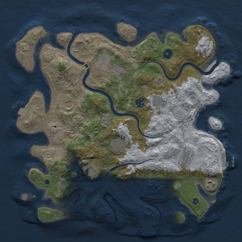 Rust Map: Procedural Map, Size: 3800, Seed: 743815549, 15 Monuments