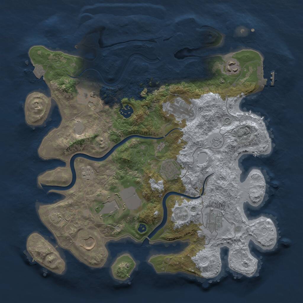 Rust Map: Procedural Map, Size: 3500, Seed: 2034522154, 15 Monuments