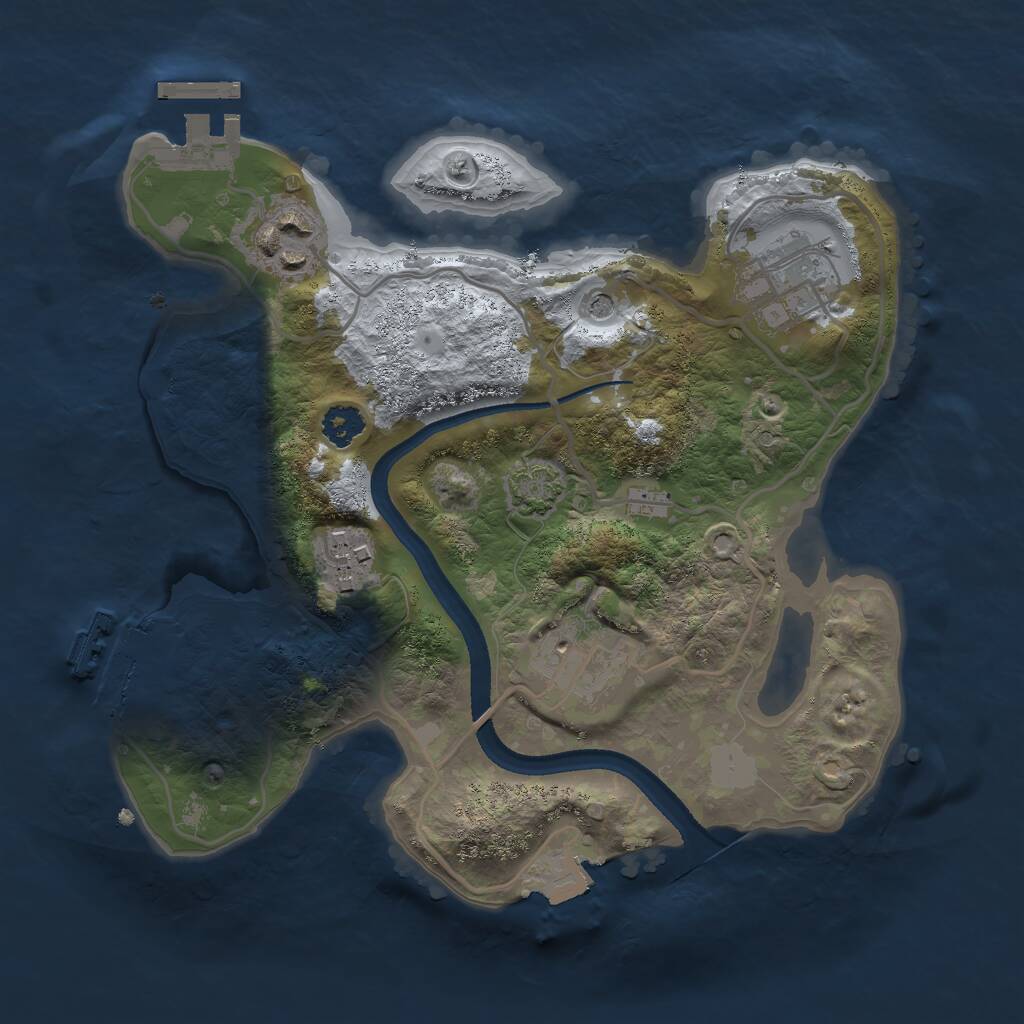 Rust Map: Procedural Map, Size: 2500, Seed: 427193597, 9 Monuments
