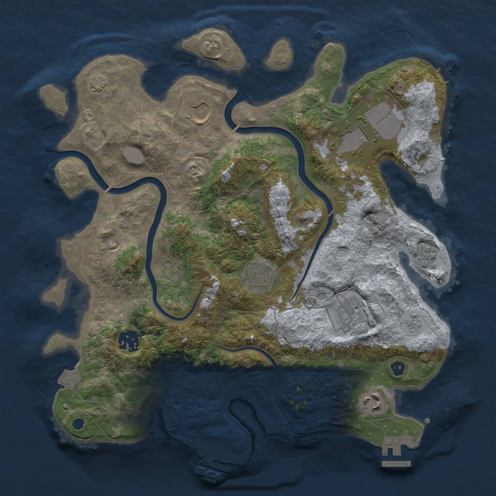 Rust Map: Procedural Map, Size: 3500, Seed: 1830344712, 13 Monuments