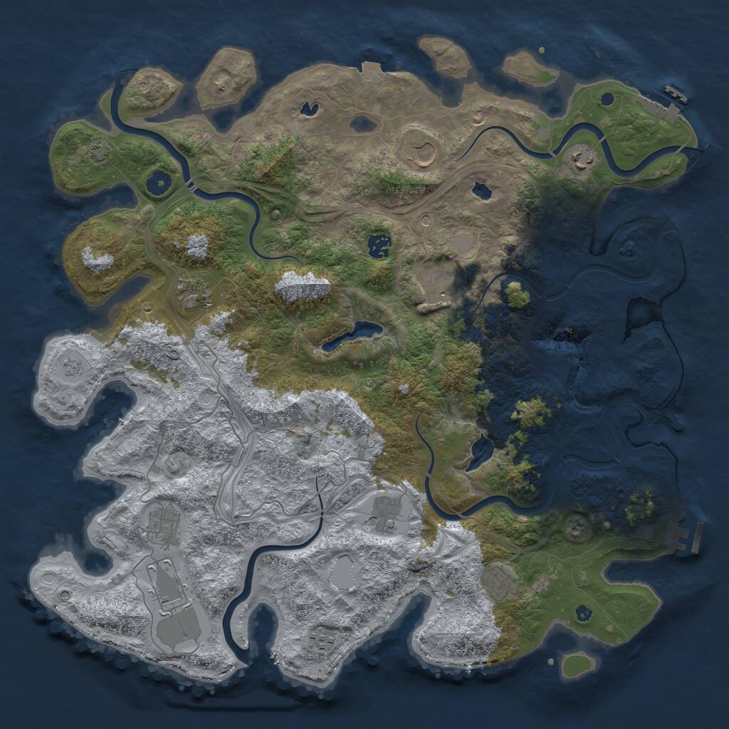 Rust Map: Procedural Map, Size: 4500, Seed: 1964612250, 16 Monuments