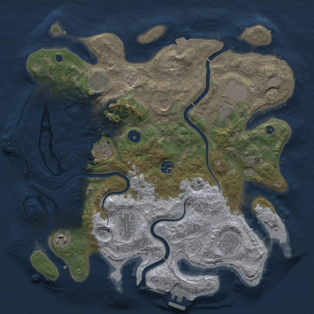 Rust Map: Procedural Map, Size: 3750, Seed: 1181720360, 16 Monuments