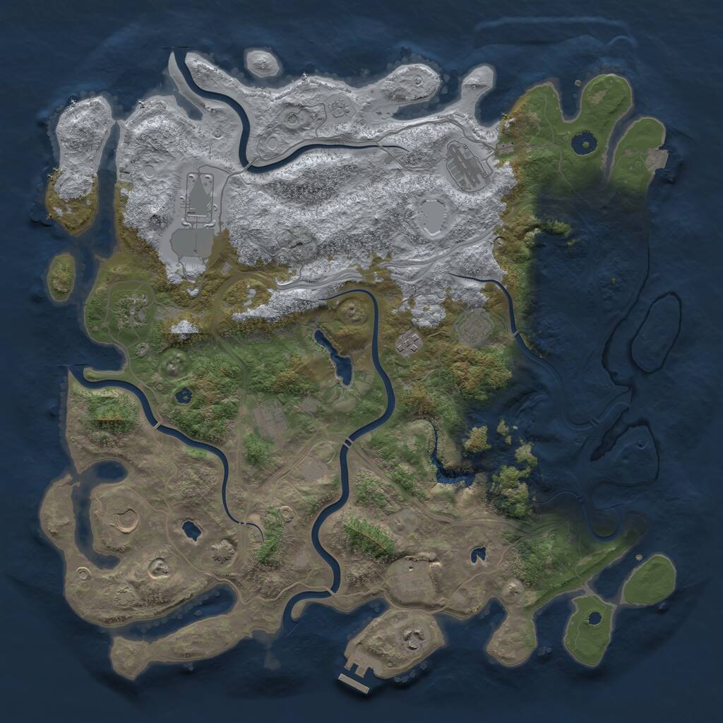 Rust Map: Procedural Map, Size: 4500, Seed: 954640388, 14 Monuments