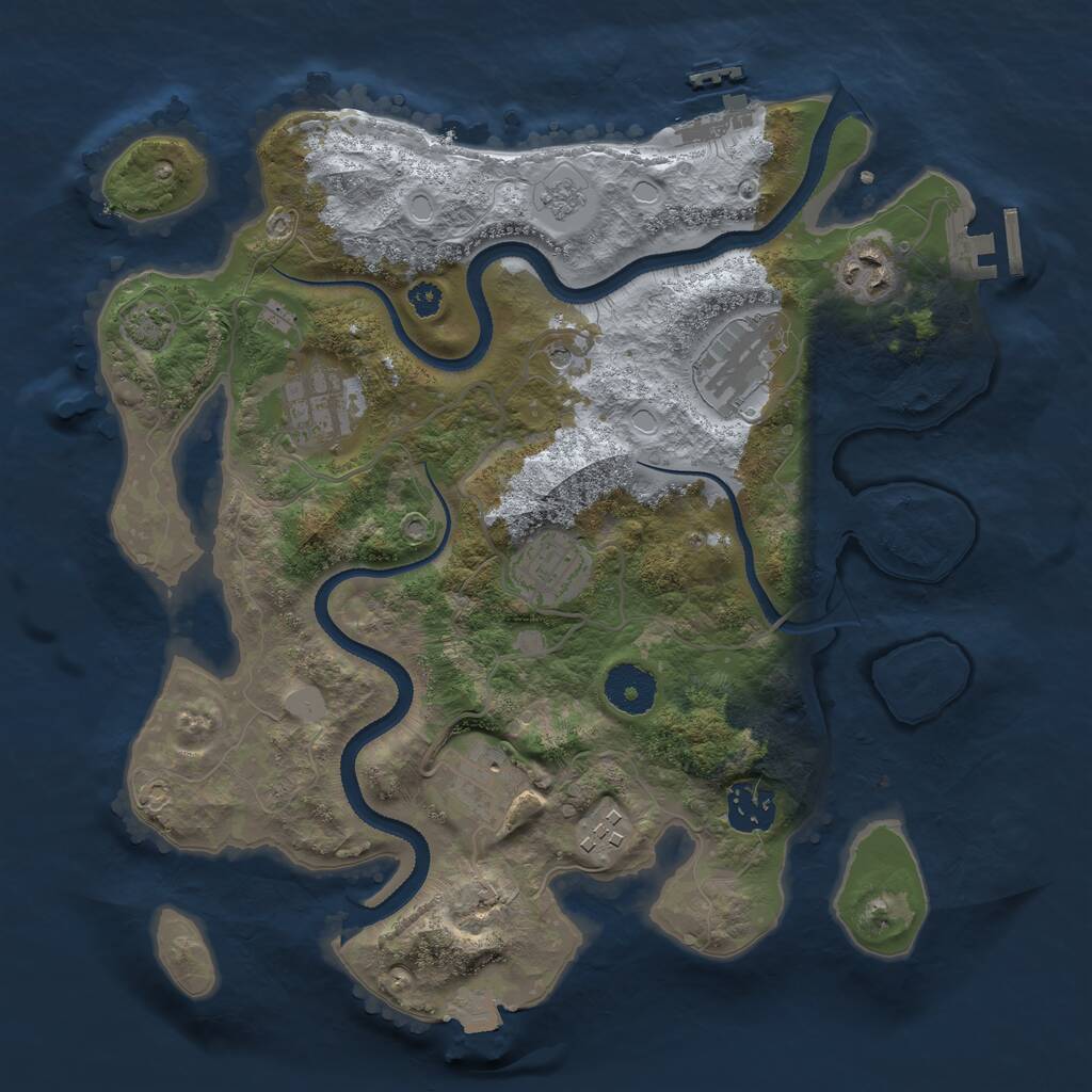 Rust Map: Procedural Map, Size: 3250, Seed: 351727586, 13 Monuments