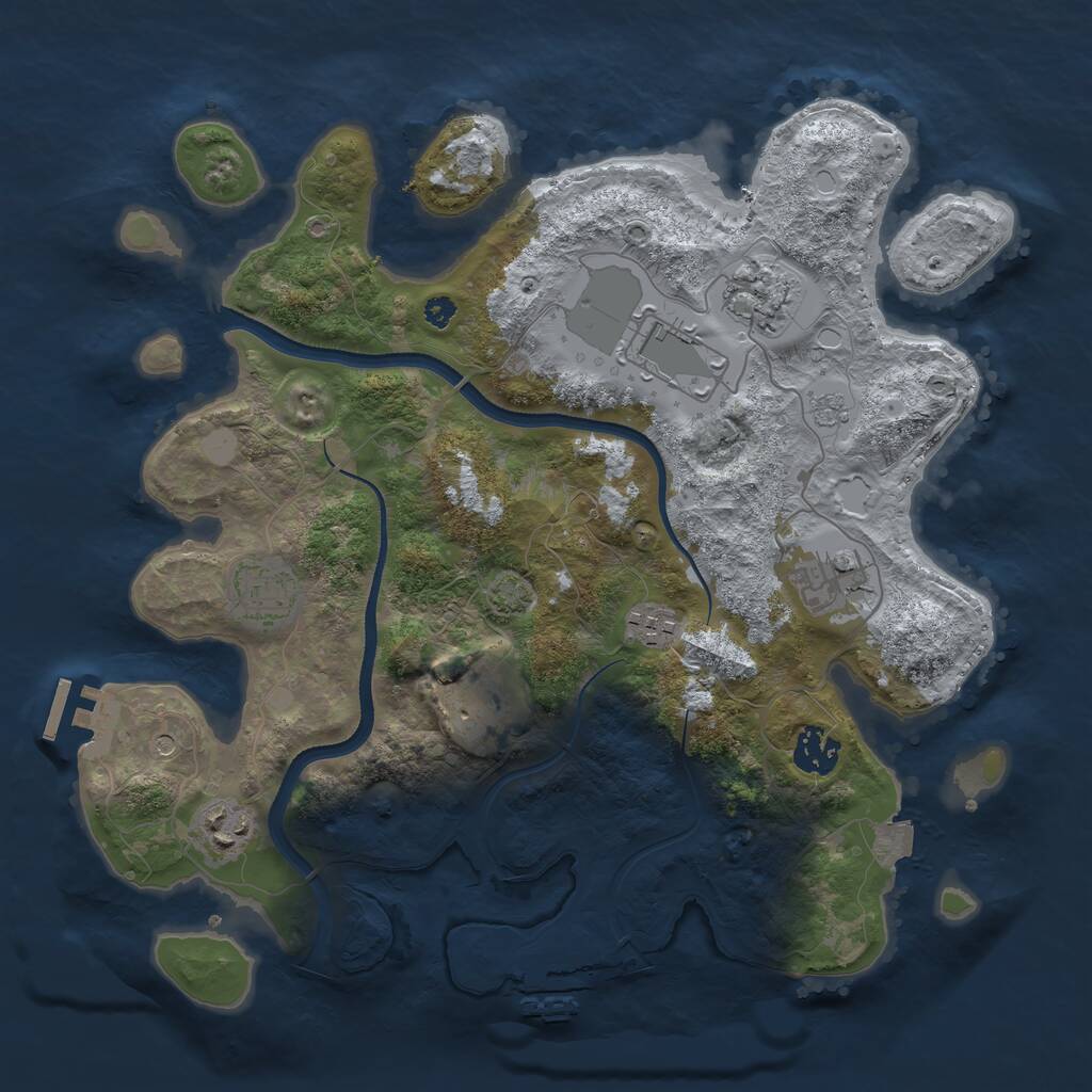 Rust Map: Procedural Map, Size: 3500, Seed: 309792327, 14 Monuments