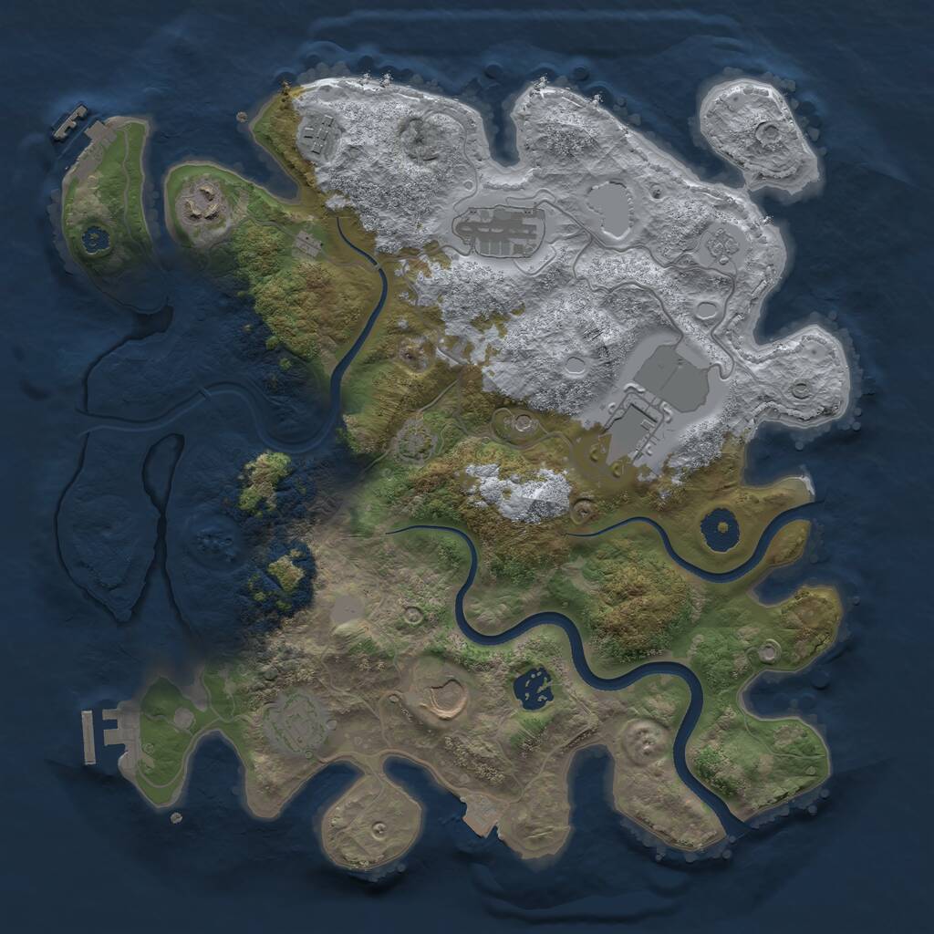Rust Map: Procedural Map, Size: 3500, Seed: 932153440, 13 Monuments