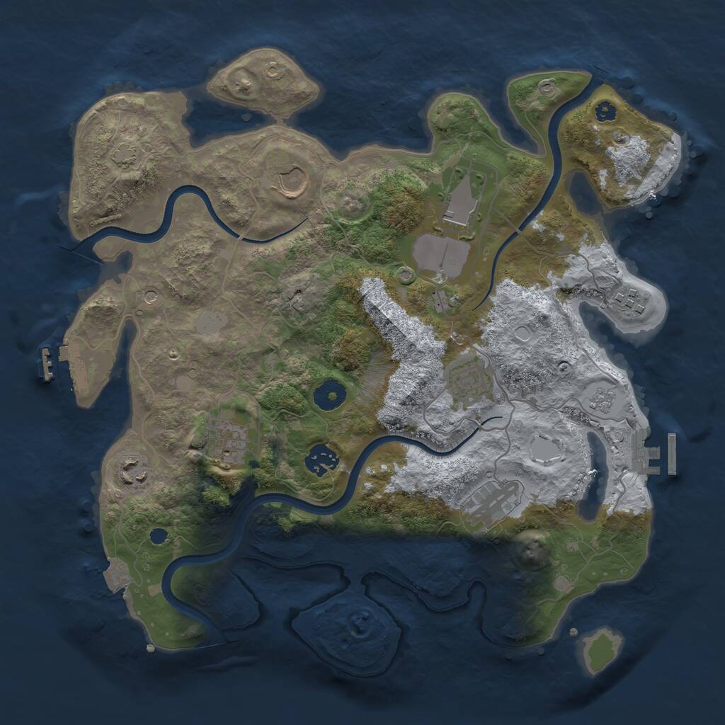 Rust Map: Procedural Map, Size: 3500, Seed: 534071490, 14 Monuments