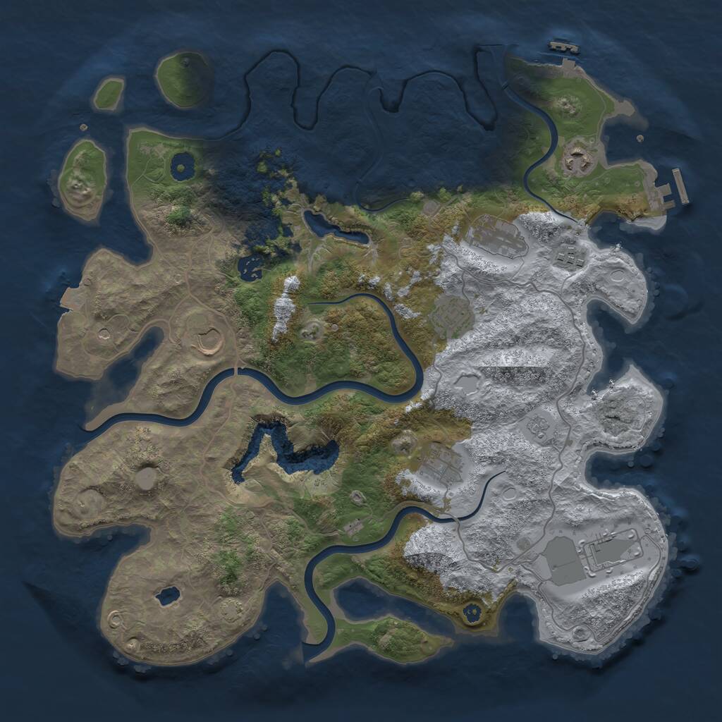 Rust Map: Procedural Map, Size: 4000, Seed: 993074681, 14 Monuments
