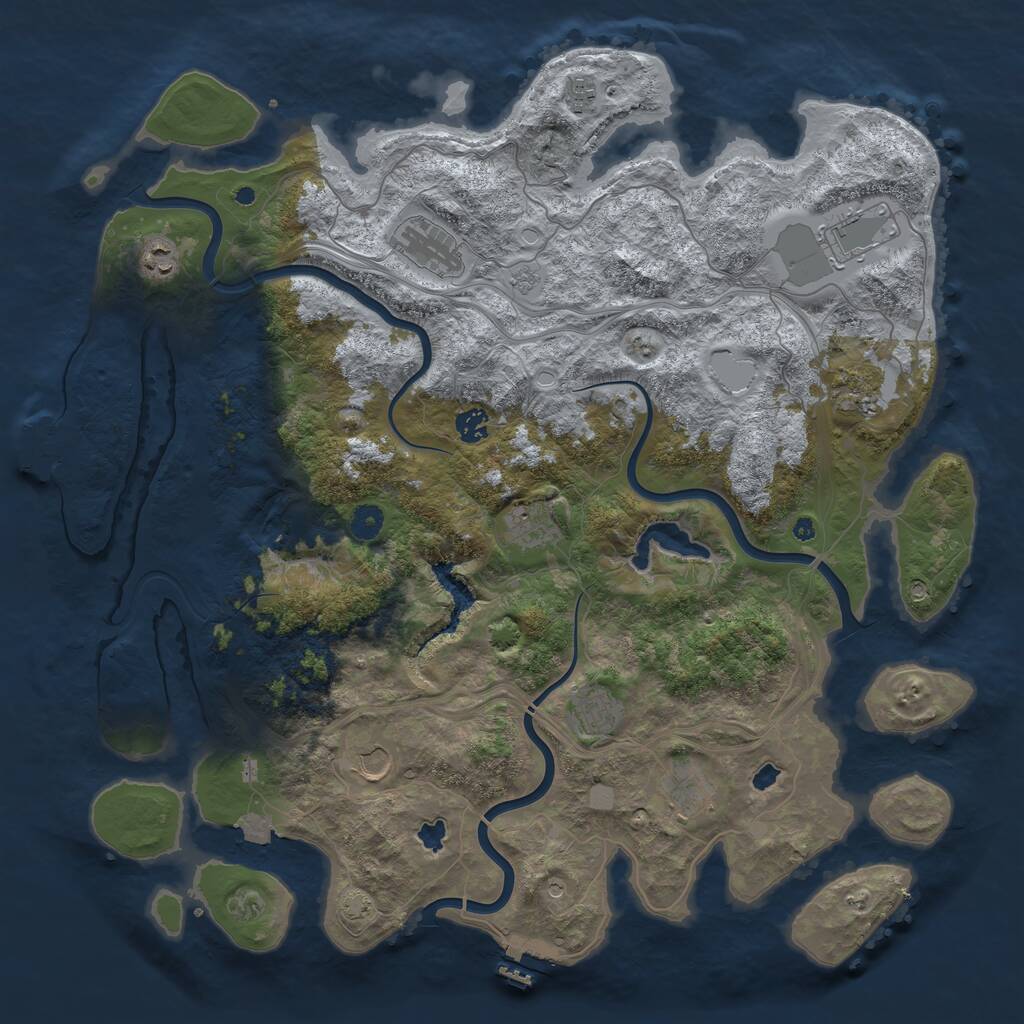 Rust Map: Procedural Map, Size: 4500, Seed: 169227564, 16 Monuments