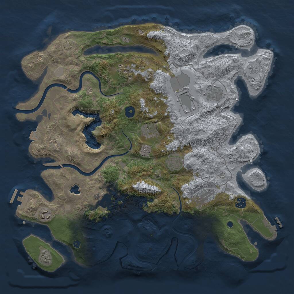 Rust Map: Procedural Map, Size: 4000, Seed: 2127384006, 16 Monuments