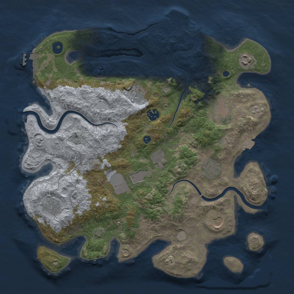 Rust Map: Procedural Map, Size: 3750, Seed: 999489, 16 Monuments