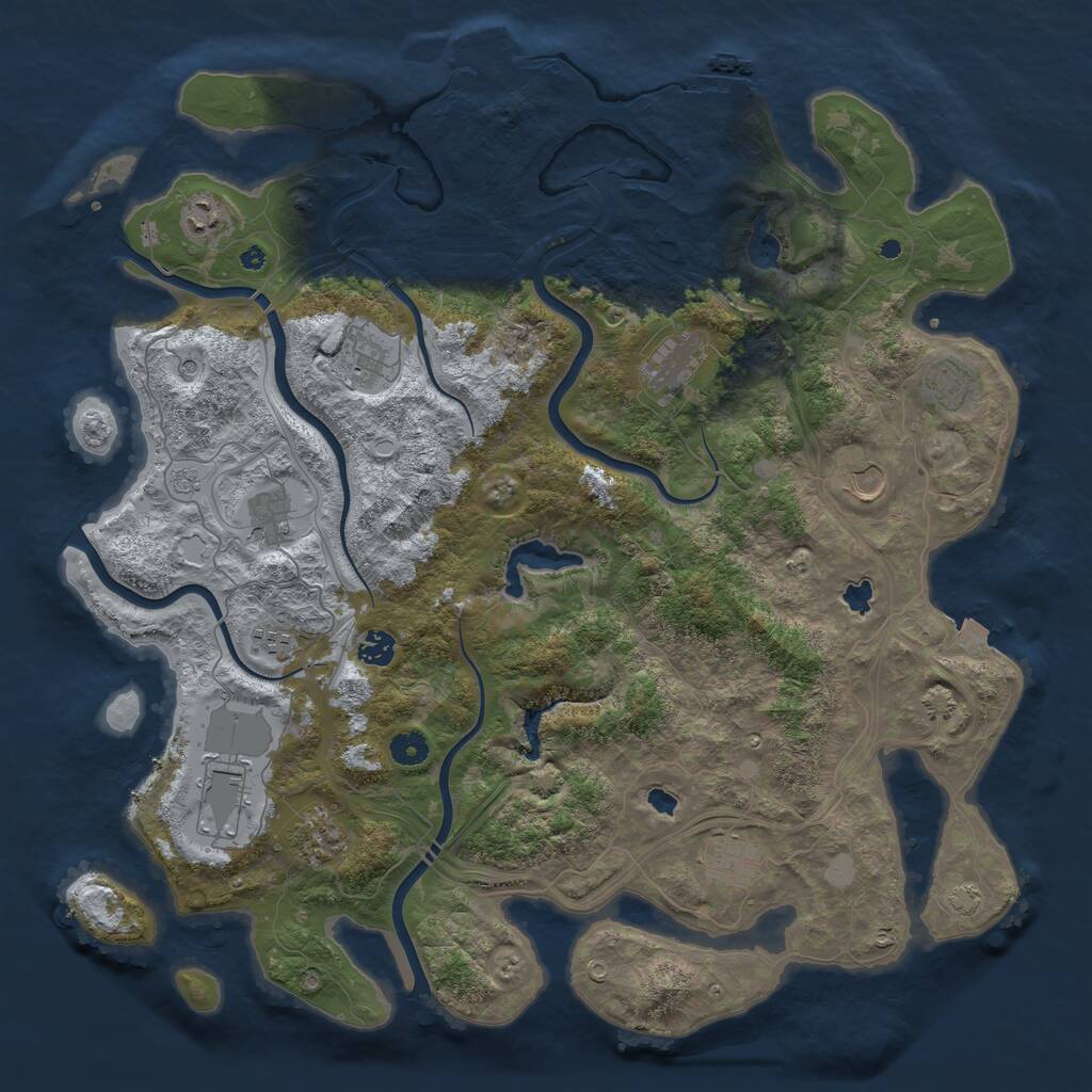 Rust Map: Procedural Map, Size: 4500, Seed: 965961313, 17 Monuments