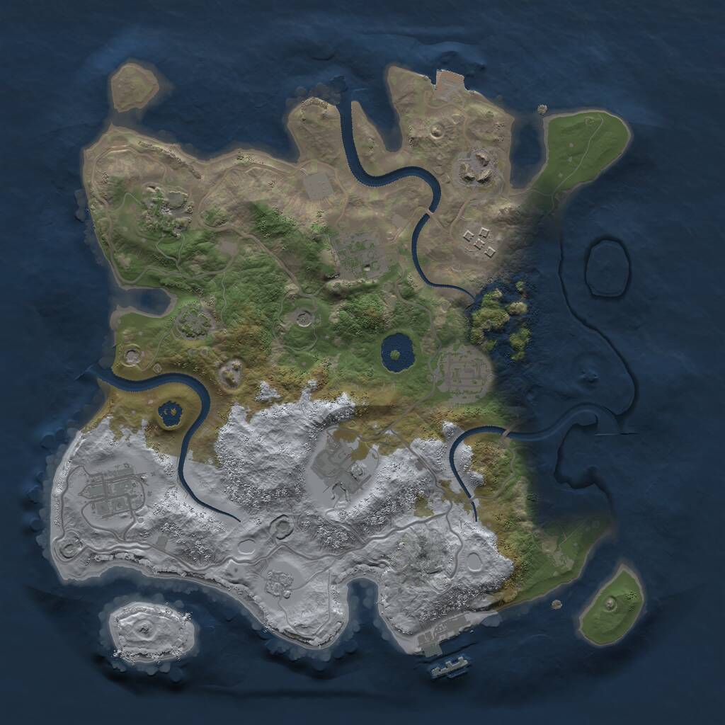 Rust Map: Procedural Map, Size: 3000, Seed: 785062355, 12 Monuments