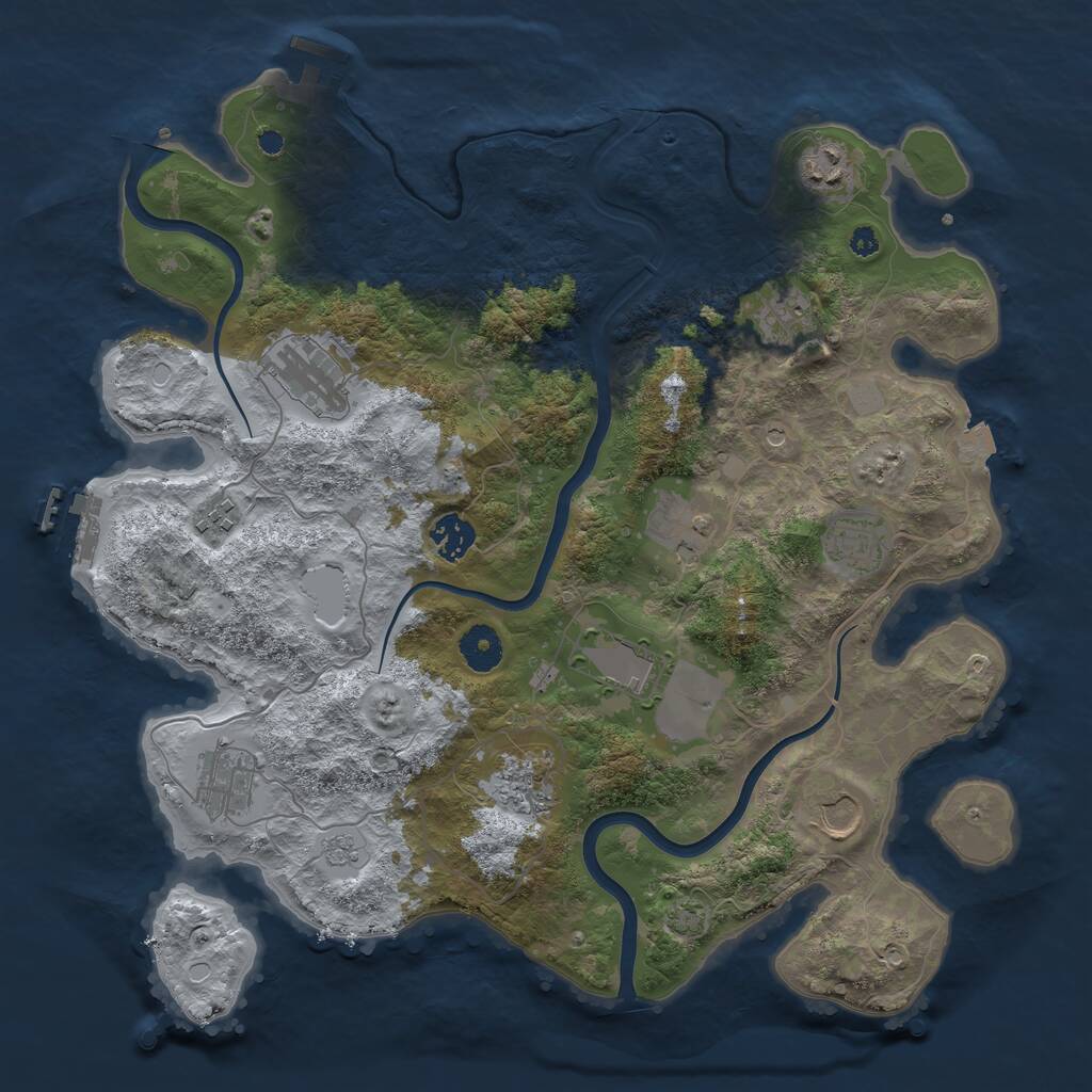 Rust Map: Procedural Map, Size: 3750, Seed: 690784682, 17 Monuments