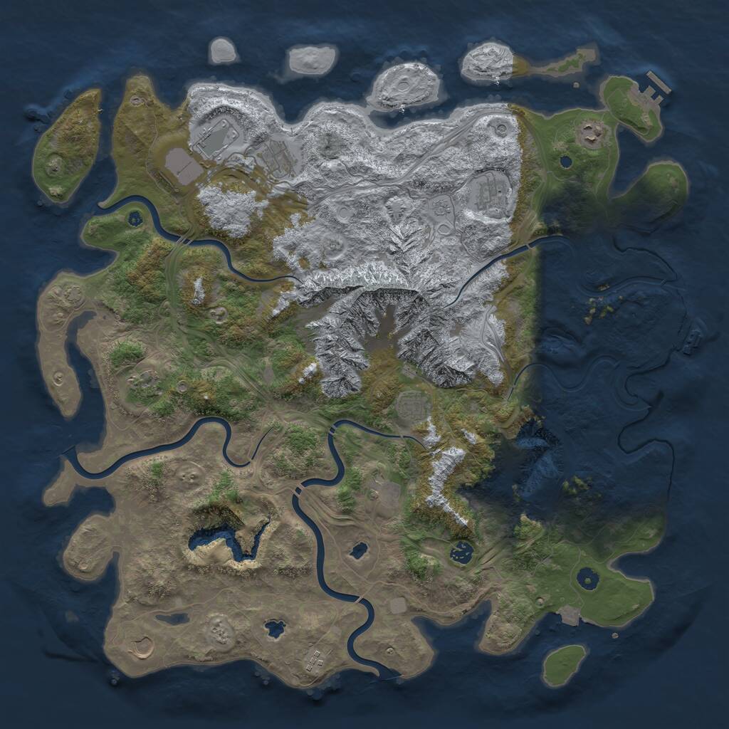 Rust Map: Procedural Map, Size: 5000, Seed: 961230321, 16 Monuments