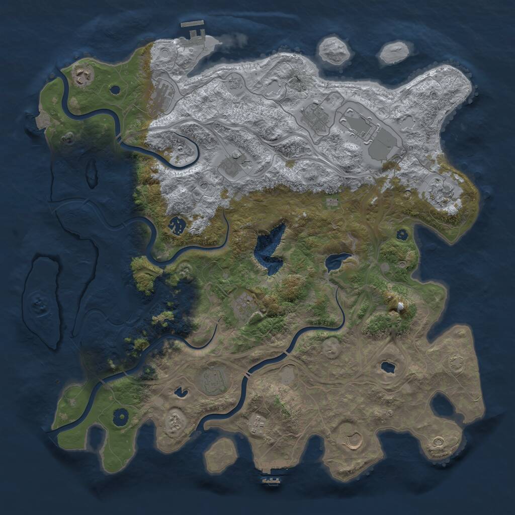 Rust Map: Procedural Map, Size: 4500, Seed: 441661930, 17 Monuments
