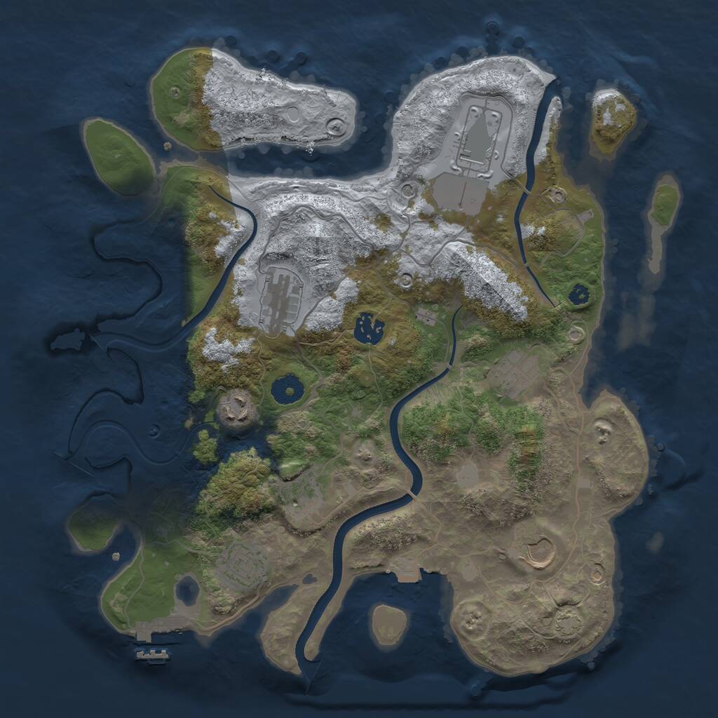 Rust Map: Procedural Map, Size: 3500, Seed: 187467489, 12 Monuments