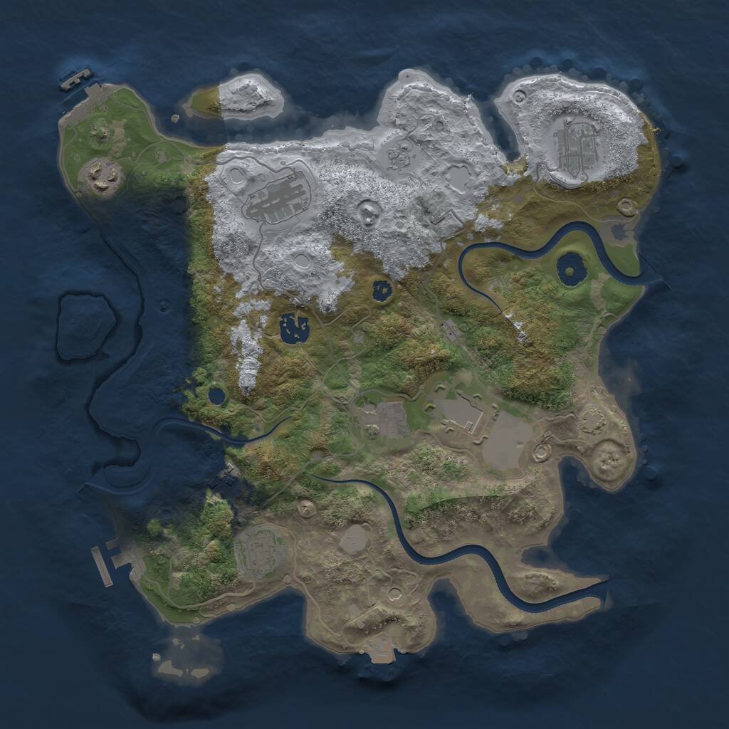Rust Map: Procedural Map, Size: 3500, Seed: 1065345094, 14 Monuments