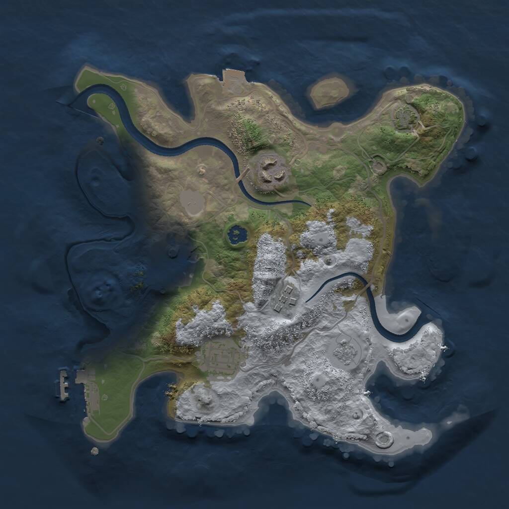 Rust Map: Procedural Map, Size: 2650, Seed: 1624156452, 8 Monuments