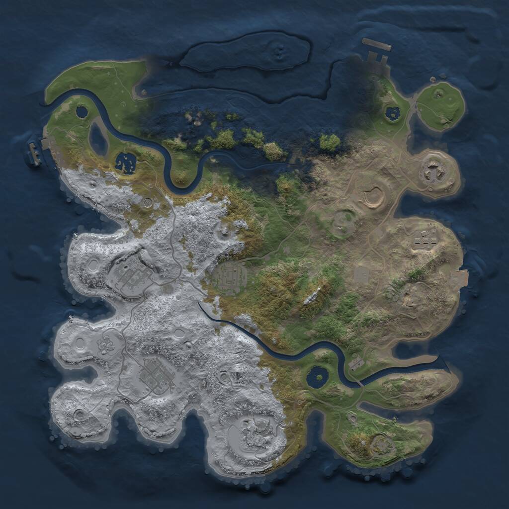 Rust Map: Procedural Map, Size: 3500, Seed: 750450096, 14 Monuments
