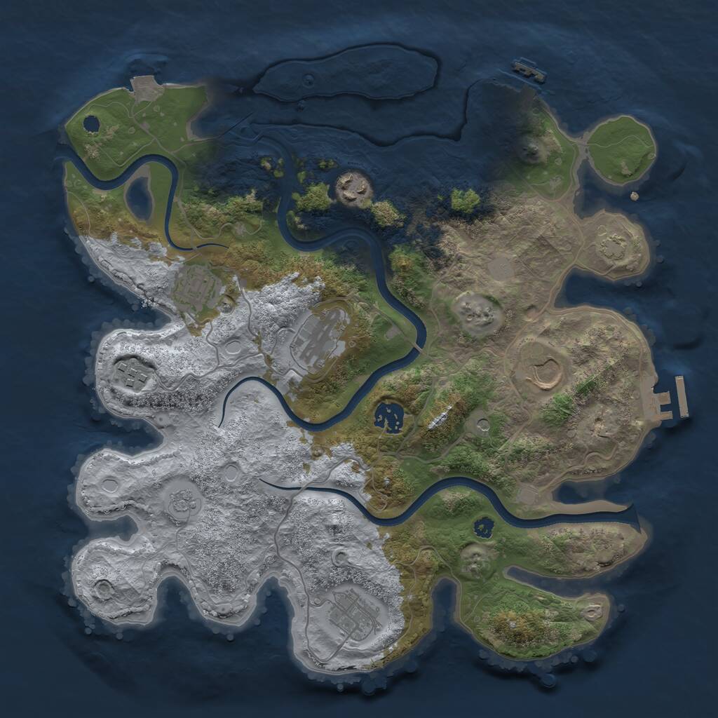 Rust Map: Procedural Map, Size: 3500, Seed: 750450096, 13 Monuments